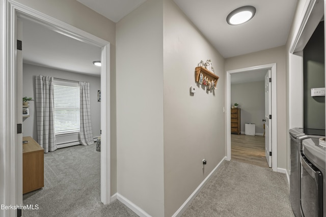 679 Middle Pownal Rd, Pownal, VT 05261 - hall with washer and dryer and carpet