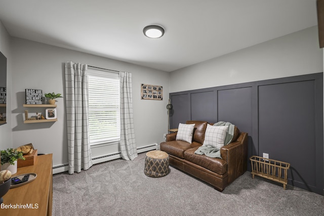 679 Middle Pownal Rd, Pownal, VT 05261 - sitting room with carpet flooring and a baseboard heating unit