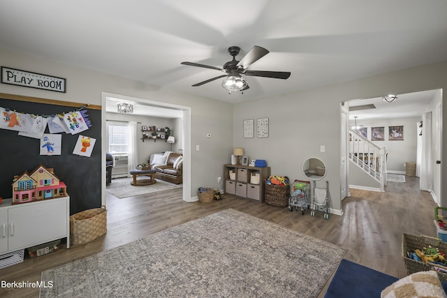 679 Middle Pownal Rd, Pownal, VT 05261 - recreation room featuring ceiling fan and wood finished floors