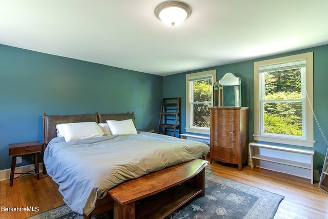 bedroom with wood-type flooring