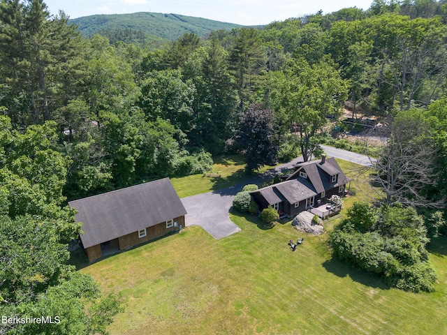 birds eye view of property featuring a mountain view