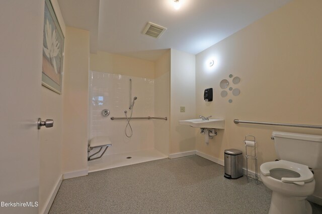 458 Monterey Rd, Great Barrington, MA 01230 - bathroom with a walk in shower, toilet, and baseboards