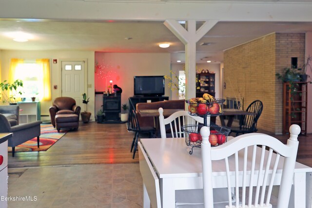 458 Monterey Rd, Great Barrington, MA 01230 - dining room with a wood stove