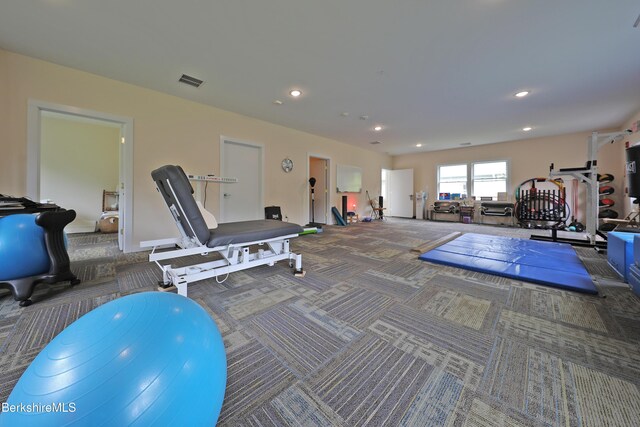 458 Monterey Rd, Great Barrington, MA 01230 - workout area with carpet floors and recessed lighting