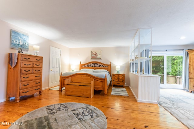 144 Brombach St, Pittsfield, MA 01201 - bedroom featuring light wood-style floors, baseboards, access to exterior, and recessed lighting