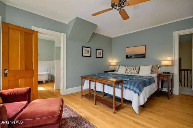 163 Cole Ave, Williamstown, MA 01267 - bedroom featuring light wood finished floors, crown molding, and ceiling fan