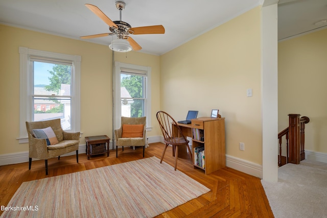 163 Cole Ave, Williamstown, MA 01267 - office featuring ceiling fan and crown molding