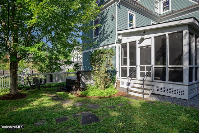 163 Cole Ave, Williamstown, MA 01267 - view of side of property with a sunroom and entry steps