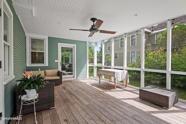 163 Cole Ave, Williamstown, MA 01267 - sunroom / solarium featuring ceiling fan, healthy amount of natural light, and an outdoor living space