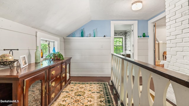 204 Cottage St, Great Barrington, MA 01236 - hall with vaulted ceiling and dark wood-style floors