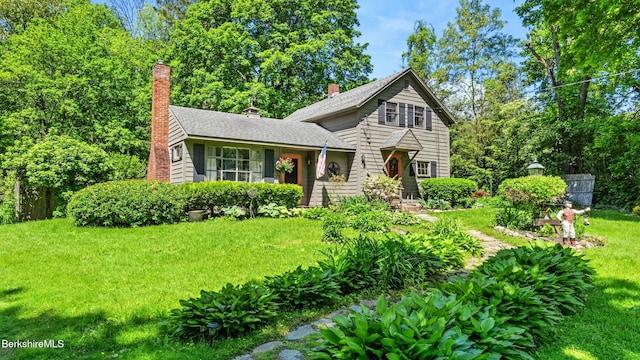 204 Cottage St, Great Barrington, MA 01236 - split level home featuring a chimney and a front lawn