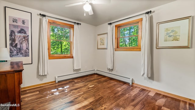204 Cottage St, Great Barrington, MA 01236 - empty room with healthy amount of natural light, ceiling fan, wood finished floors, and baseboards