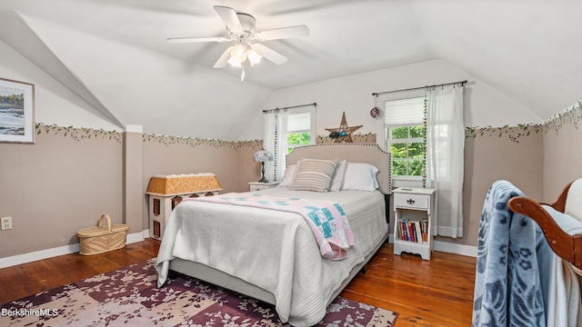 204 Cottage St, Great Barrington, MA 01236 - bedroom featuring lofted ceiling, wood finished floors, a ceiling fan, and baseboards