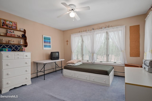 924 Henderson Rd, Williamstown, MA 01267 - carpeted bedroom with a baseboard heating unit and ceiling fan