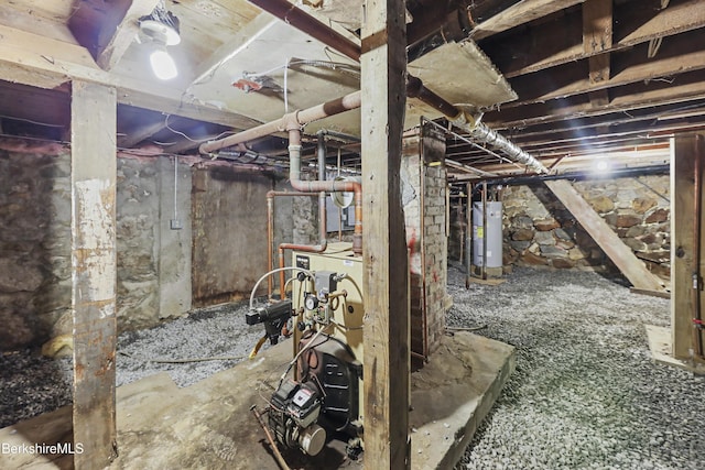 unfinished below grade area with water heater