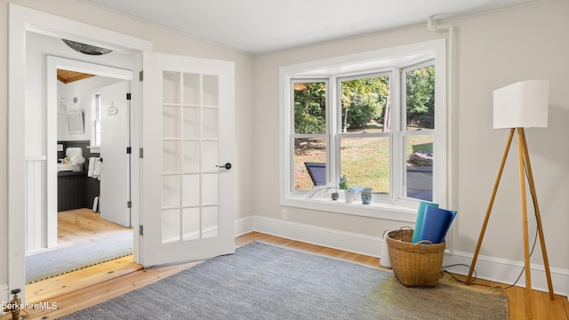 living area featuring hardwood / wood-style flooring