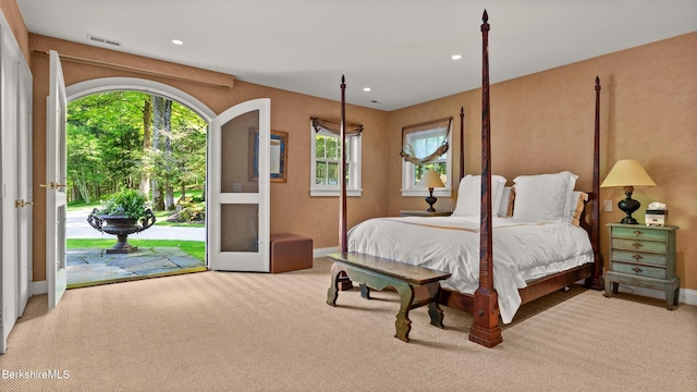 232 Giberson Rd, Sheffield, MA 01257 - bedroom featuring access to exterior, carpet floors, baseboards, and recessed lighting