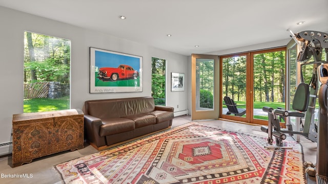 232 Giberson Rd, Sheffield, MA 01257 - living area featuring plenty of natural light, a baseboard radiator, and recessed lighting