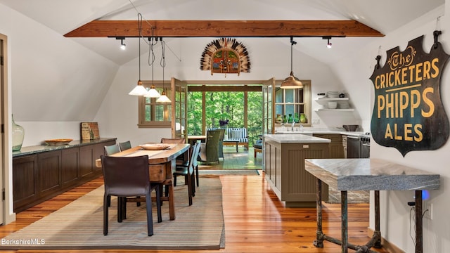 232 Giberson Rd, Sheffield, MA 01257 - dining room featuring light wood-type flooring and rail lighting