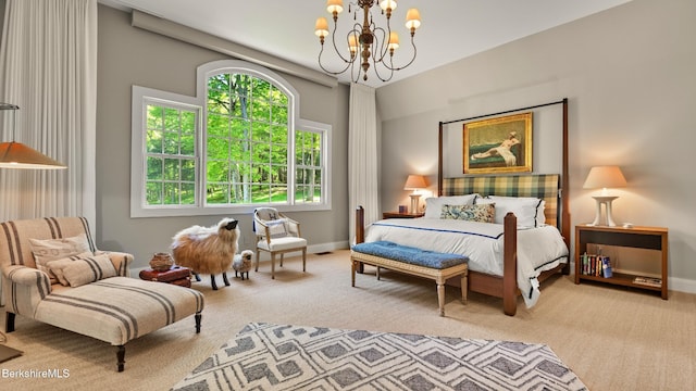 232 Giberson Rd, Sheffield, MA 01257 - carpeted bedroom with a chandelier, multiple windows, and baseboards