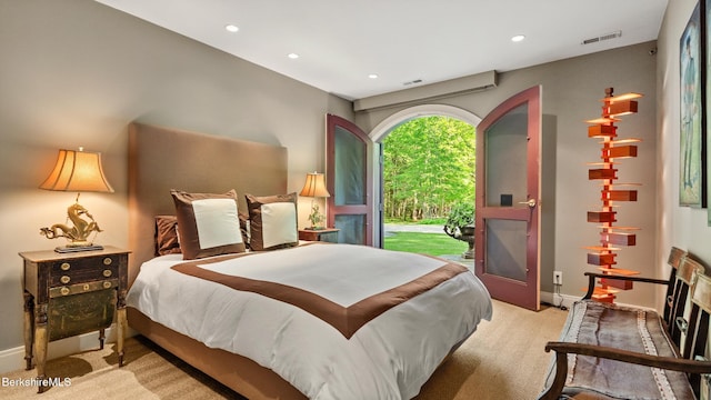 232 Giberson Rd, Sheffield, MA 01257 - bedroom with access to outside, light carpet, recessed lighting, and baseboards