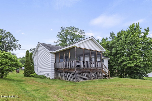927 Holmes Rd, Pittsfield, MA 01201 - view of front of house with a sunroom, a front yard, and stairway