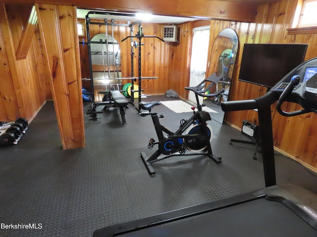 19 Grandview Ter, Adams, MA 01220 - exercise area with wood walls, plenty of natural light, and baseboards