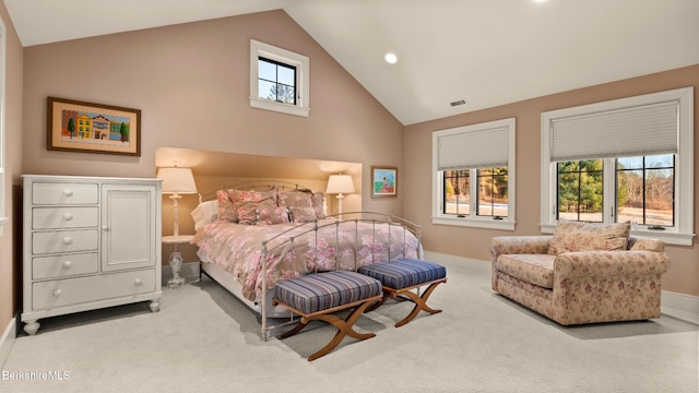 56 Crooked Hill Rd, Alford, MA 01230 - bedroom with multiple windows, carpet flooring, high vaulted ceiling, baseboards, and recessed lighting