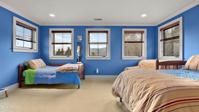 56 Crooked Hill Rd, Alford, MA 01230 - bedroom featuring ornamental molding, carpet flooring, baseboards, and recessed lighting