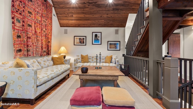 56 Crooked Hill Rd, Alford, MA 01230 - living room with wood finished floors, wooden ceiling, and vaulted ceiling