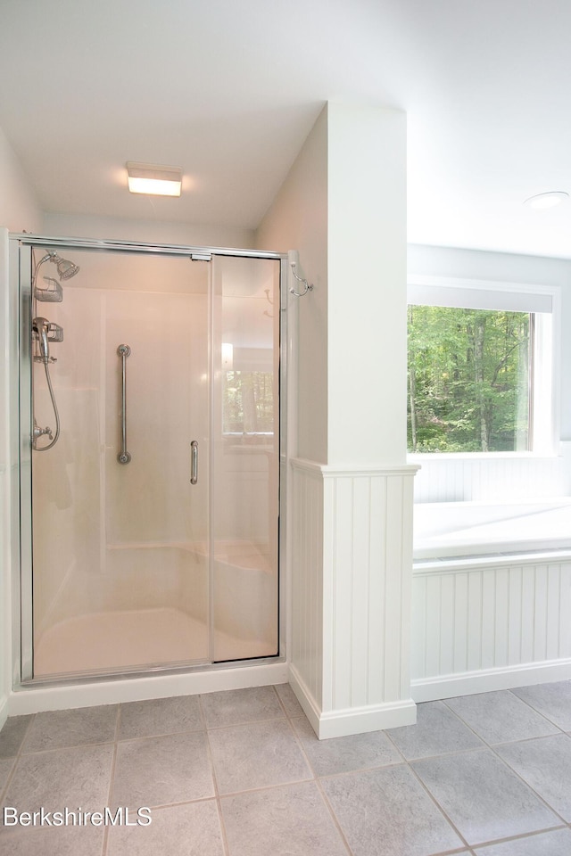 360 Brush Hill Rd, Sheffield, MA 01257 - bathroom with a shower stall and tile patterned flooring