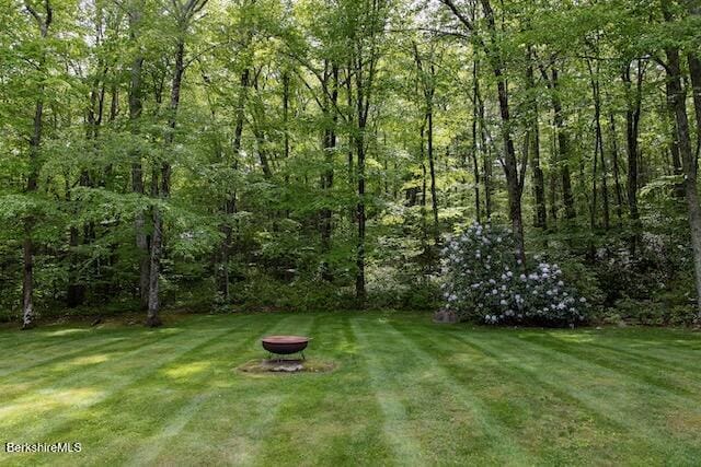 360 Brush Hill Rd, Sheffield, MA 01257 - view of grassy yard featuring a forest view