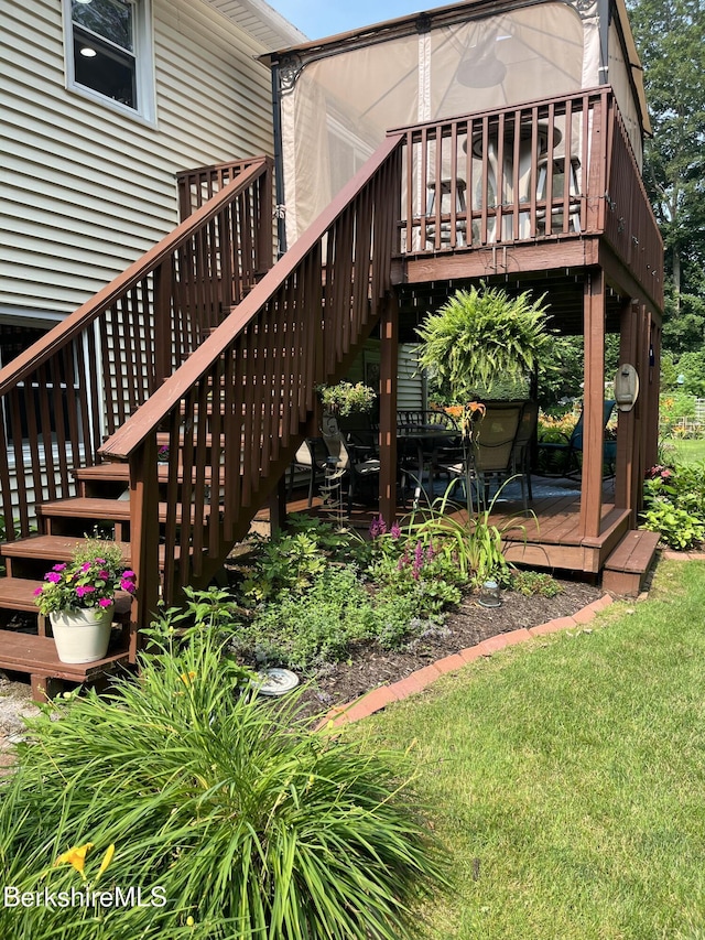 view of yard featuring a deck