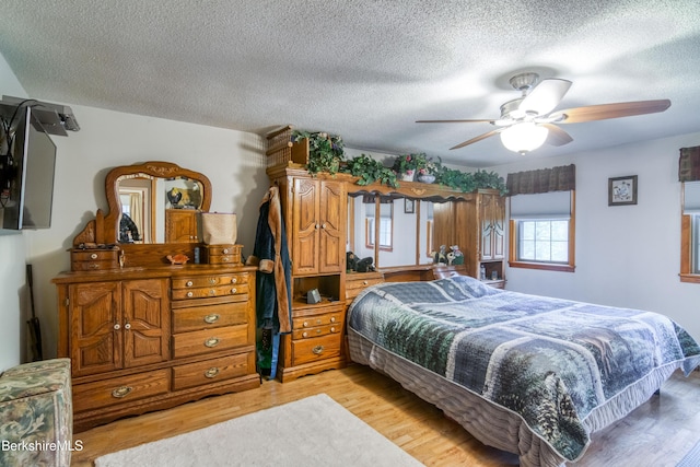 495 Williamstown Rd, Lanesborough, MA 01237 - bedroom with light wood-type flooring, a textured ceiling, and ceiling fan