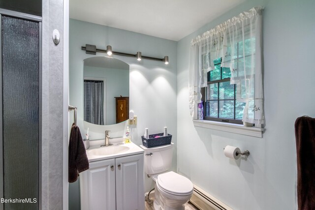 495 Williamstown Rd, Lanesborough, MA 01237 - bathroom featuring toilet, vanity, and a shower with shower door