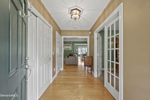 200 Easthampton Rd, Westhampton, MA 01027 - hall featuring light wood-style flooring and french doors