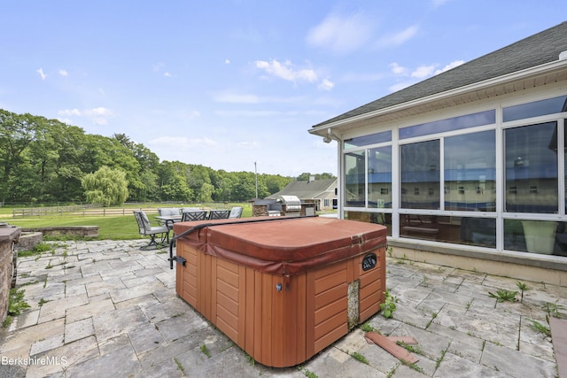 200 Easthampton Rd, Westhampton, MA 01027 - view of patio / terrace with a hot tub and a sunroom