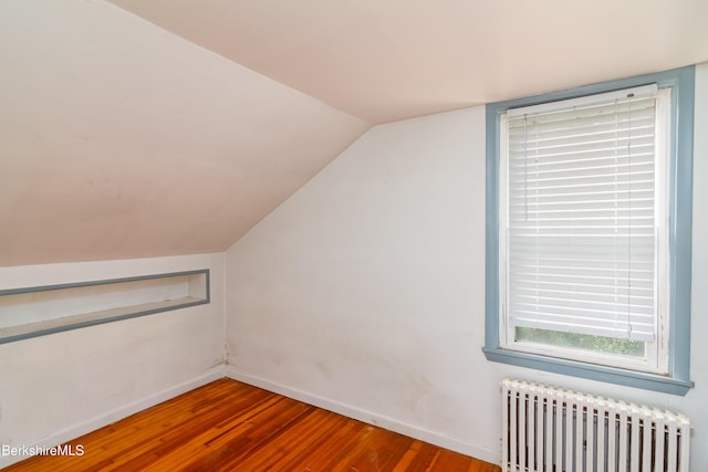 63 Yarmouth St, Pittsfield, MA 01201 - additional living space with radiator heating unit, wood finished floors, and lofted ceiling