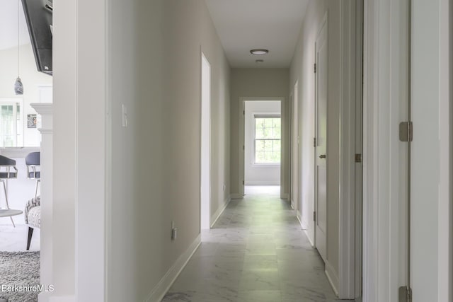 19 Aspen Way, Pittsfield, MA 01201 - hallway featuring light marble finish floors and baseboards