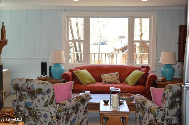 40 N Lake Way, Becket, MA 01223 - living area featuring a decorative wall and recessed lighting