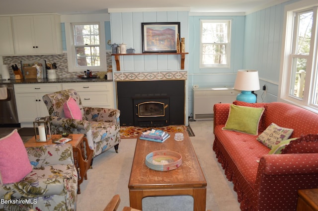 40 N Lake Way, Becket, MA 01223 - living area featuring a tile fireplace