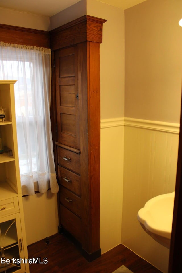 bathroom featuring hardwood / wood-style flooring