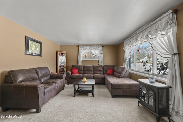 view of carpeted living area