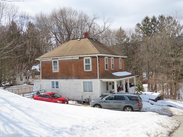 view of snow covered exterior