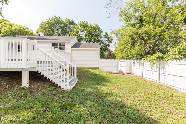 3 Burke Ave, Pittsfield, MA 01201 - fenced backyard featuring a deck and stairway