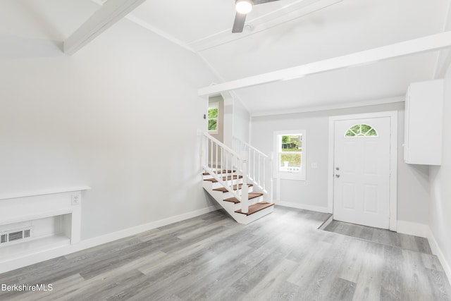 3 Burke Ave, Pittsfield, MA 01201 - foyer entrance featuring stairway, wood finished floors, and a ceiling fan