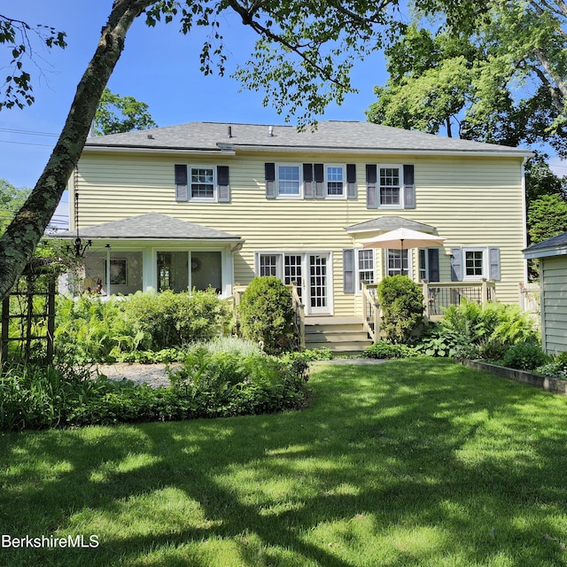 377 Pomeroy Ave, Pittsfield, MA 01201 - rear view of house with a yard and a wooden deck