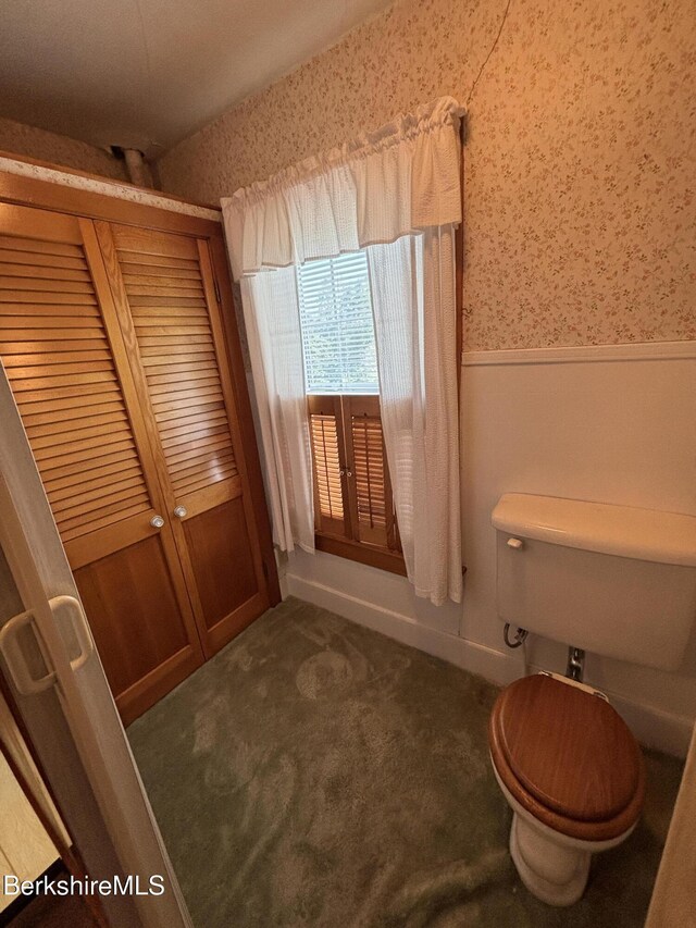 31 Millard Ave, Clarksburg, MA 01247 - bathroom with wallpapered walls and a wainscoted wall
