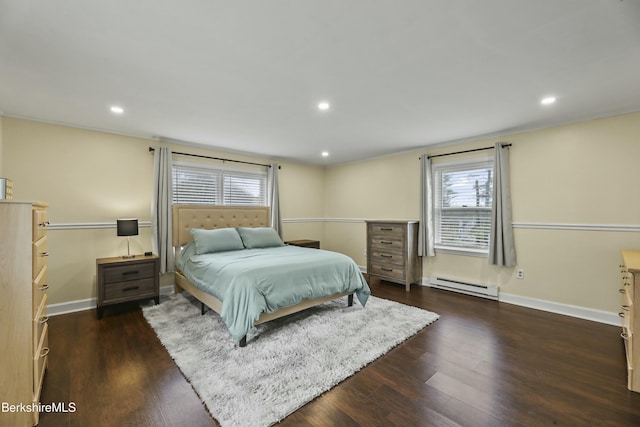 24 Henderson Rd, Williamstown, MA 01267 - bedroom featuring multiple windows, a baseboard heating unit, and dark wood finished floors
