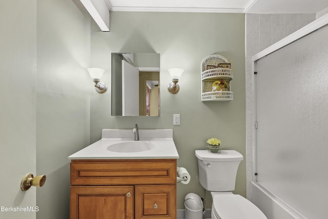 545 Leisure Lee Rd, Lee, MA 01238 - full bath with vanity, enclosed tub / shower combo, and crown molding
